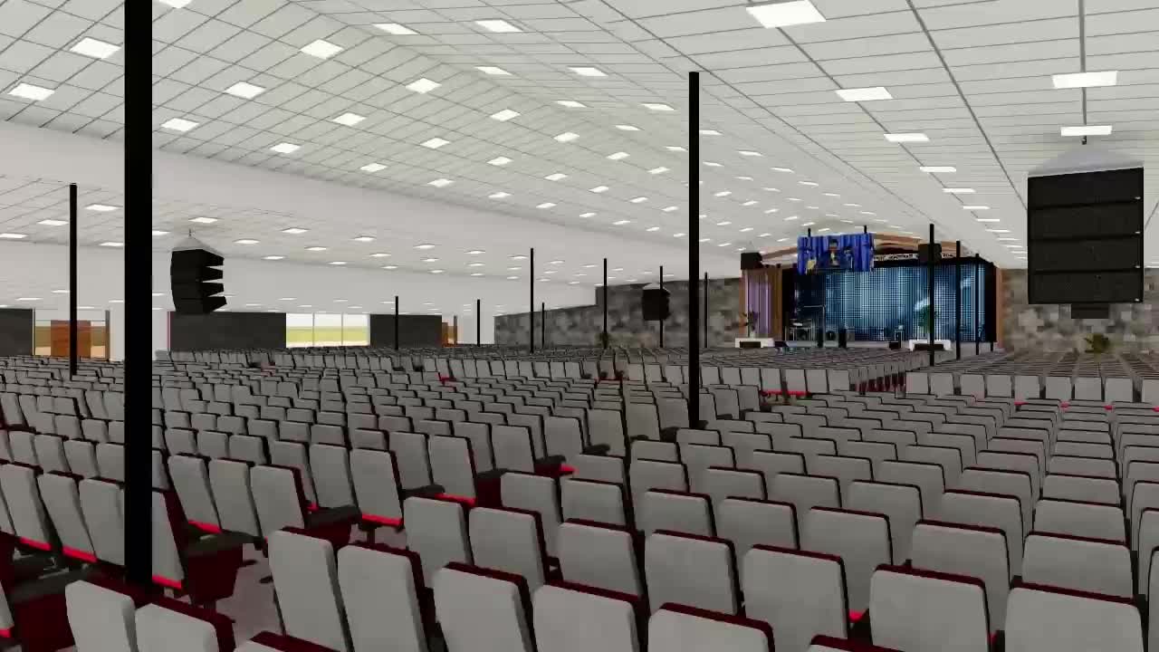 Digital concept visualization of a proposed meeting venue layout